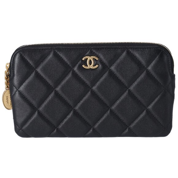 CHANEL Matelasse Pouch AP3497 Black Grained Calfskin - Picture 1 of 6